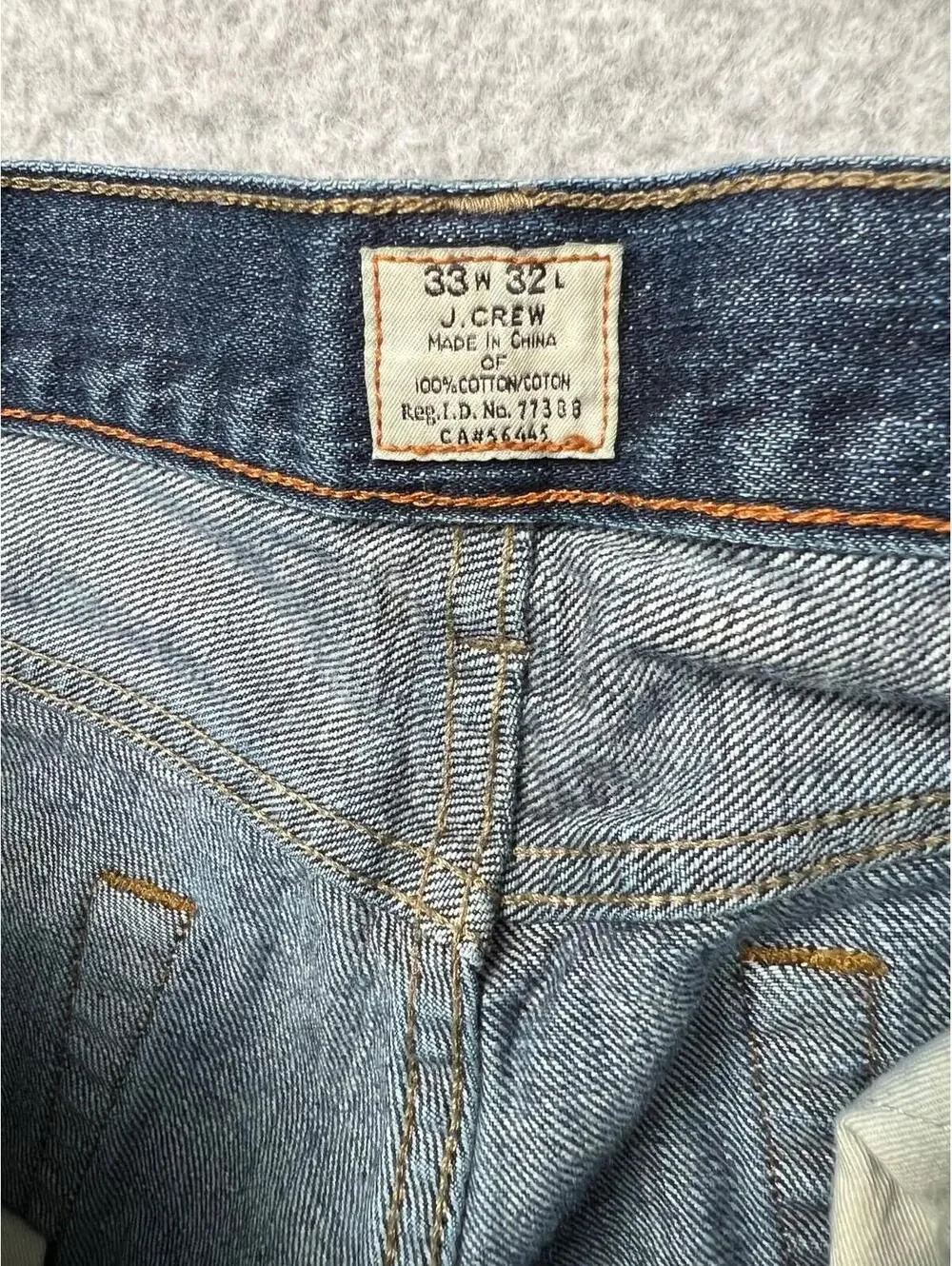 J Crew Denim Jeans Mens Size 33x32 Straight Leg Blue Jeans Classic Med Wash